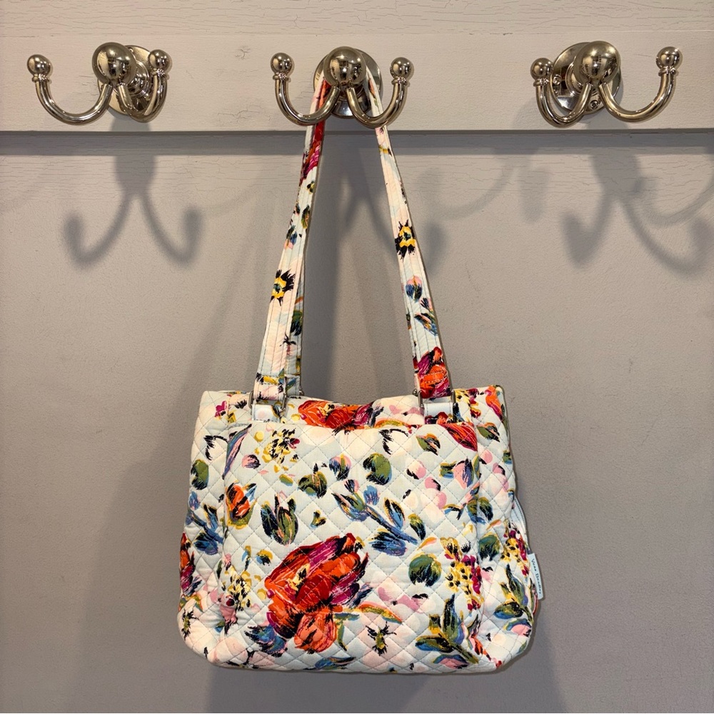 Vera Bradley Sea Air Floral Triple Compartment Large Shoulder Bag